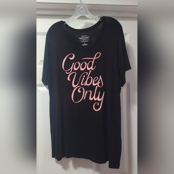 Torrid Black Tee with Pink Lettering - Picture 1 of 3